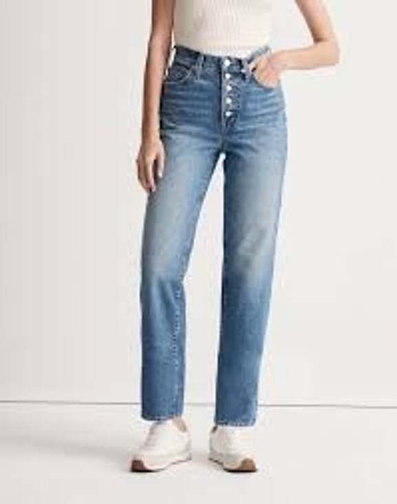 Madewell Denim - Madewell The Perfect Vintage Straight Jean in Becker Wash: Button-Front Edition